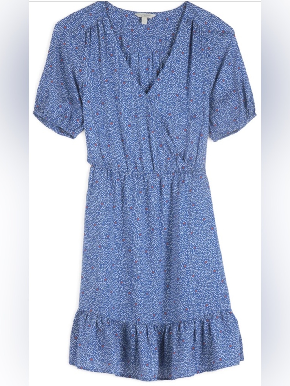 NWT Lucky Brand Polka Dot Mila Cottagecore Wrap Dress In Navy Multi - Picture 3 of 11